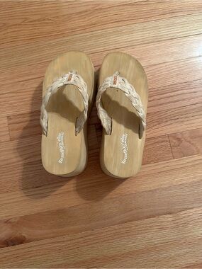 Skechers Cream Braided Platform Sandals